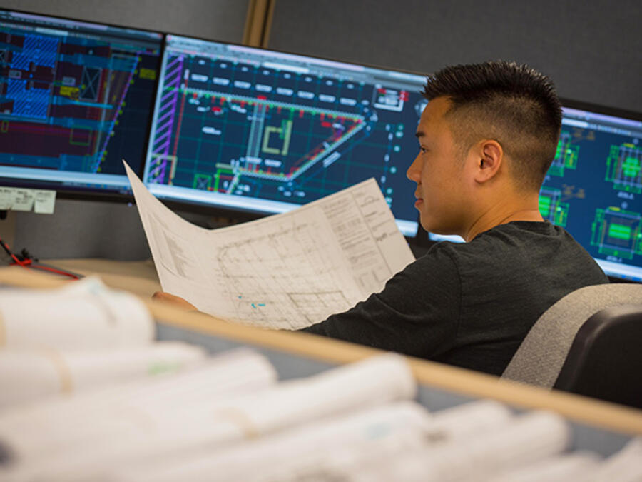 Engineer at a computer